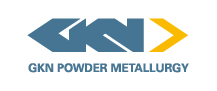 Logo of GKN Powder Metallurgy. In colors yellow and blue.